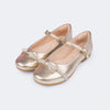 Sapato Infantil Feminino Angel Laço Strass Dourado