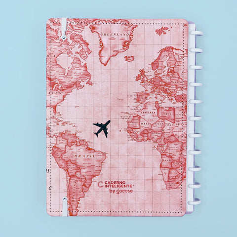 Caderno Inteligente by Gocase Mapa Mundi Grande Rosa - traseira do caderno