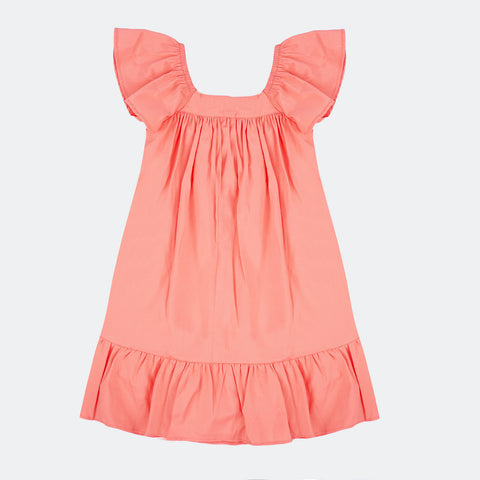 Vestido Infantil Bambollina Laço Coral - costas do vestido coral