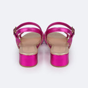 Sandália Infantil com Salto Pampili Fancy Tiras Pink Metalizada - traseira da sandália pink