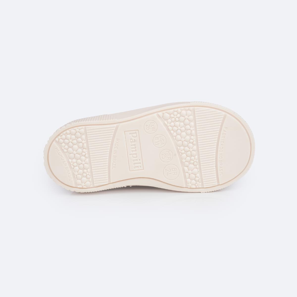Tênis Infantil Feminino Pampili Yumi Velcro Duplo Dourado - solado antiderrapante do tenis escolar