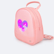 Mochila de Led Infantil Pampili Glitter e Coração Pêssego