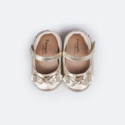 Sapato de Bebê Pampili Laço Manta Strass Nina Dourado