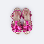 Sandália Infantil Pampili Aurora Tiras em Nó Pink - superior da sandalia metalizada