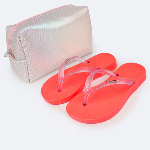 Chinelo Infantil Pampili Love Coral Luz - Vem com necessaire!