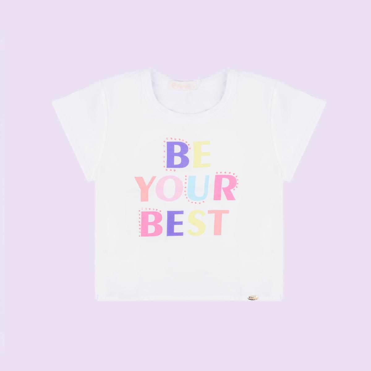 Camiseta Infantil Pampili Cetim Be Your Best Branca - camiseta infantil