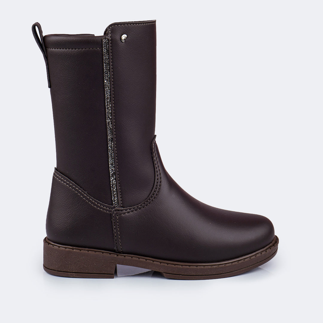 Cano Alto Bota Pampili Safira Marrom Bota Infantil Feminina