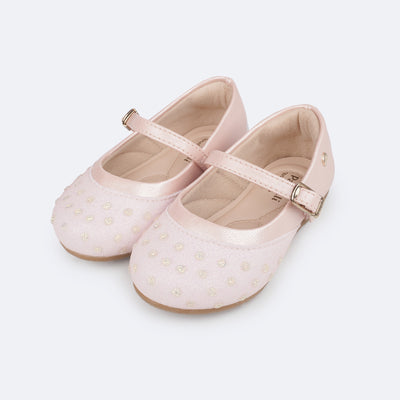 Sapato Infantil Pampili Mini Angel Glitter e Apliques Rosa Novo