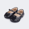 Sapato Infantil Feminino Mini Angel Coração Strass Preto