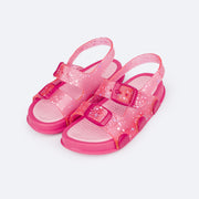 Sandália Papete Infantil Pampili Sun Glee Fivelas Pink e Rosa - frente da sandália