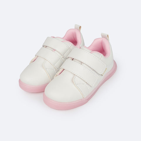 TΓͺnis Infantil Feminino Pampili Pom Pom Velcro Branco Mundo da