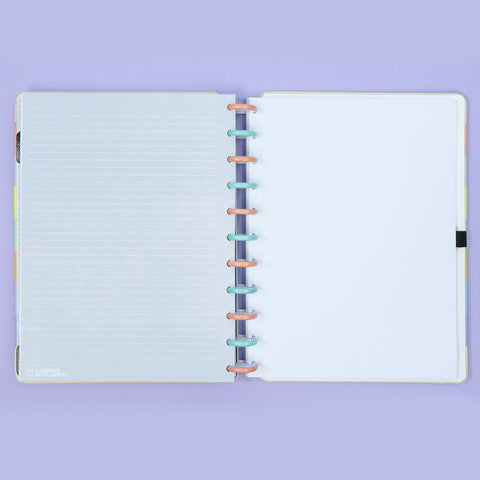 Caderno Inteligente Arco-íris G+ Pastel Grande Colorido - Linhas Brancas Special Edition - caderno aberto