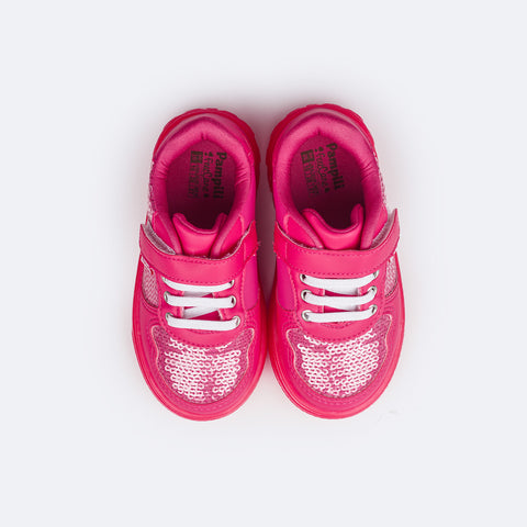 Tênis de Led Infantil Pampili Sneaker Luz Pink Maravilha