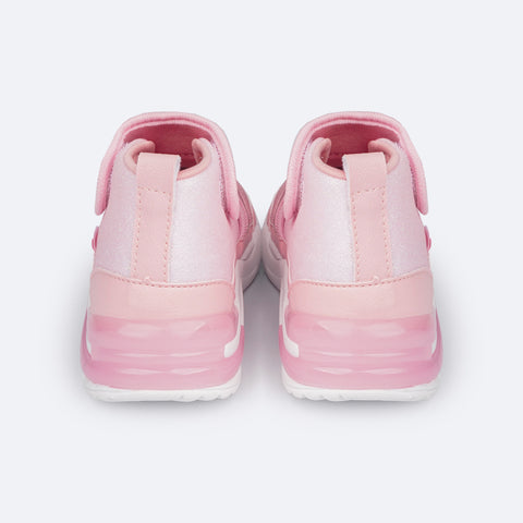 Tênis de Led Infantil Cano Médio Pampili NFT SPK 35 Glitter Rosa Glace - traseira tênis cano médio