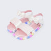 Sandália de Led Infantil Feminina Lulli Laço Branco