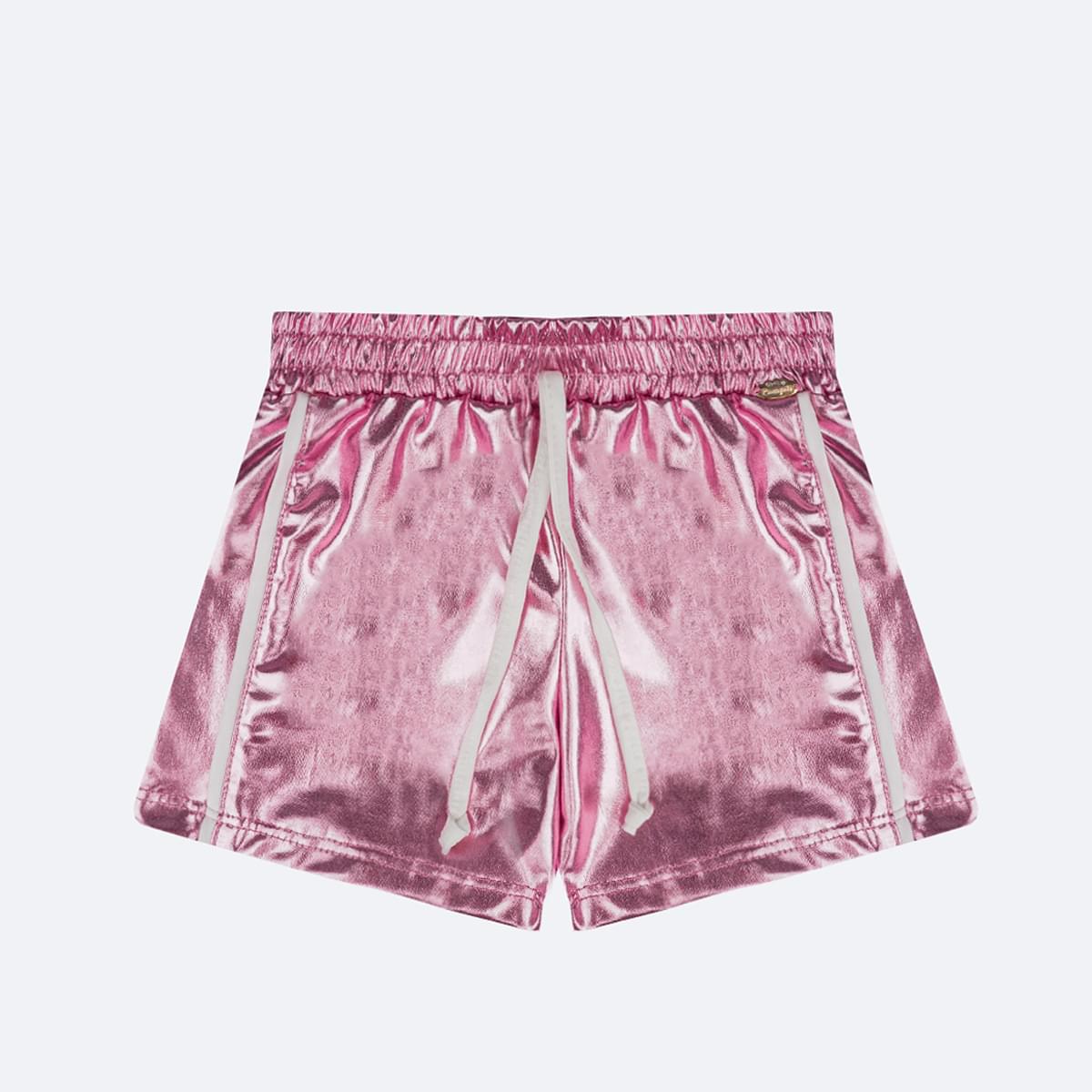 Short Infantil Pampili Pink Holográfico - short holográfico rosa