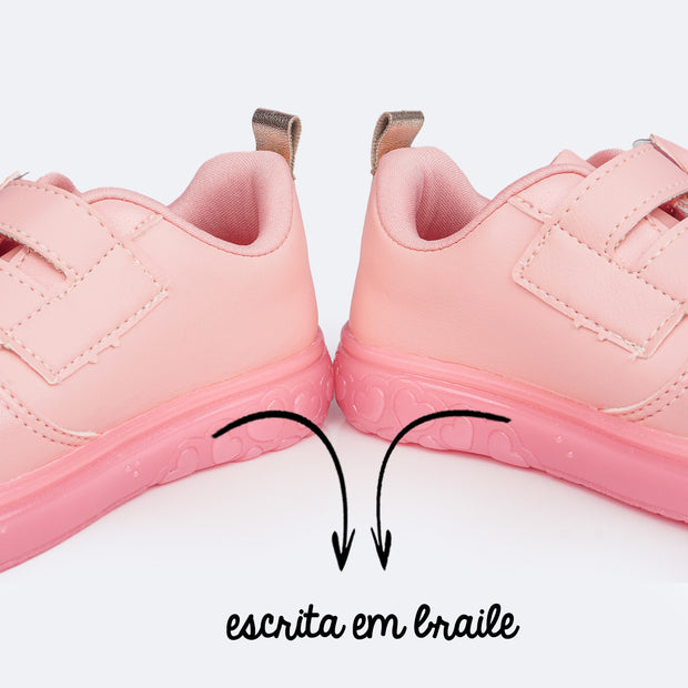 Tênis de Led Infantil Pampili Sneaker Luz Calce Fácil Laço Pessêgo