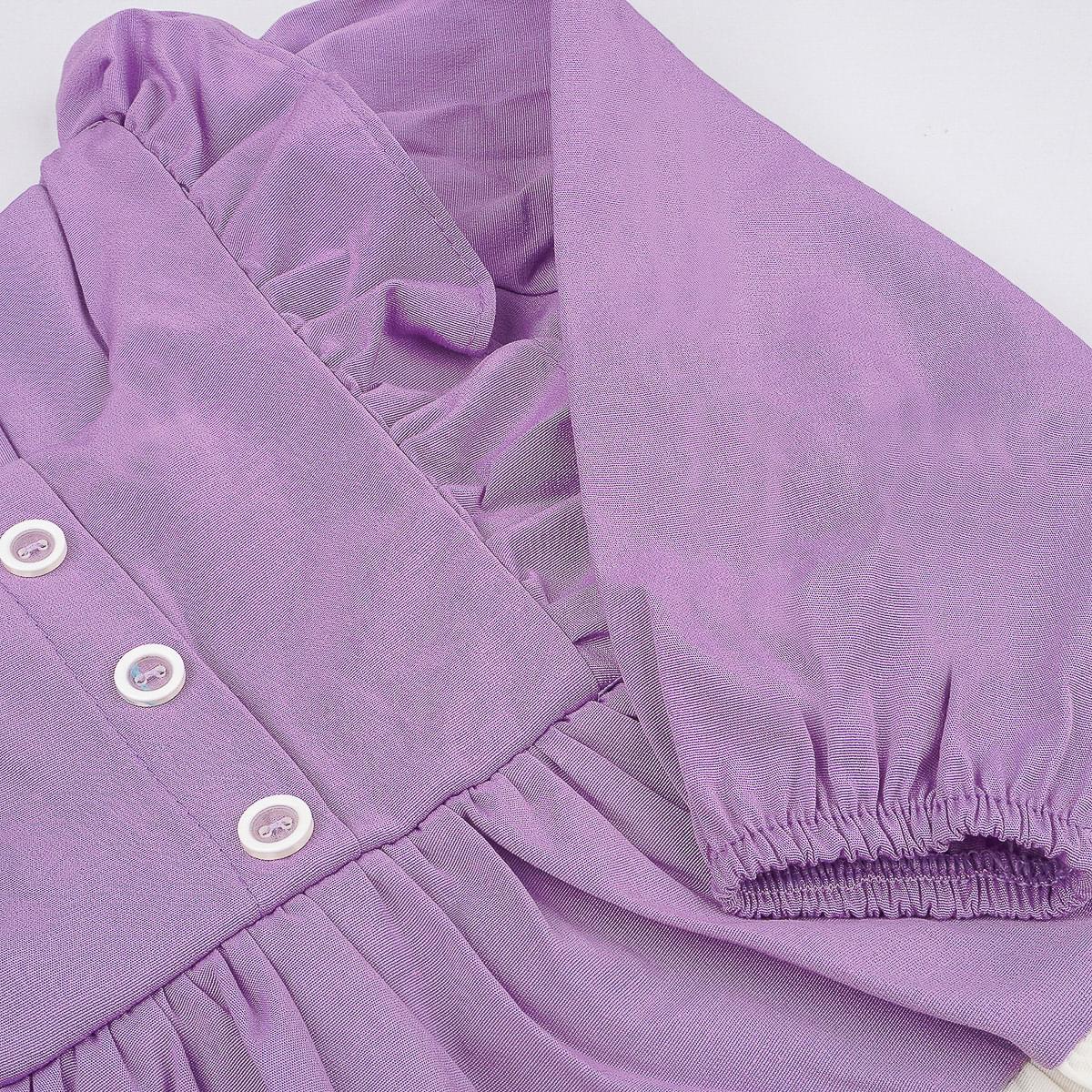 Vestido de Bebê Bambollina Manga Longa e Babado Lilás Colorido - vestido infantil três marias