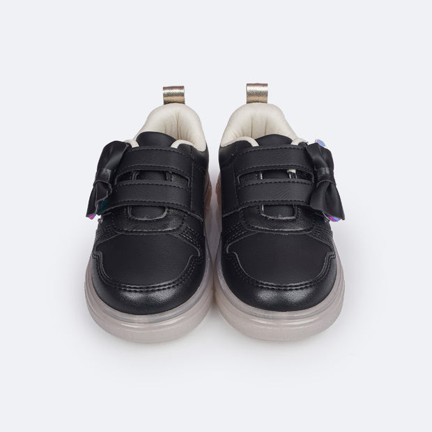 Tênis de Led Infantil Pampili Sneaker Luz Calce Fácil Laço Preto