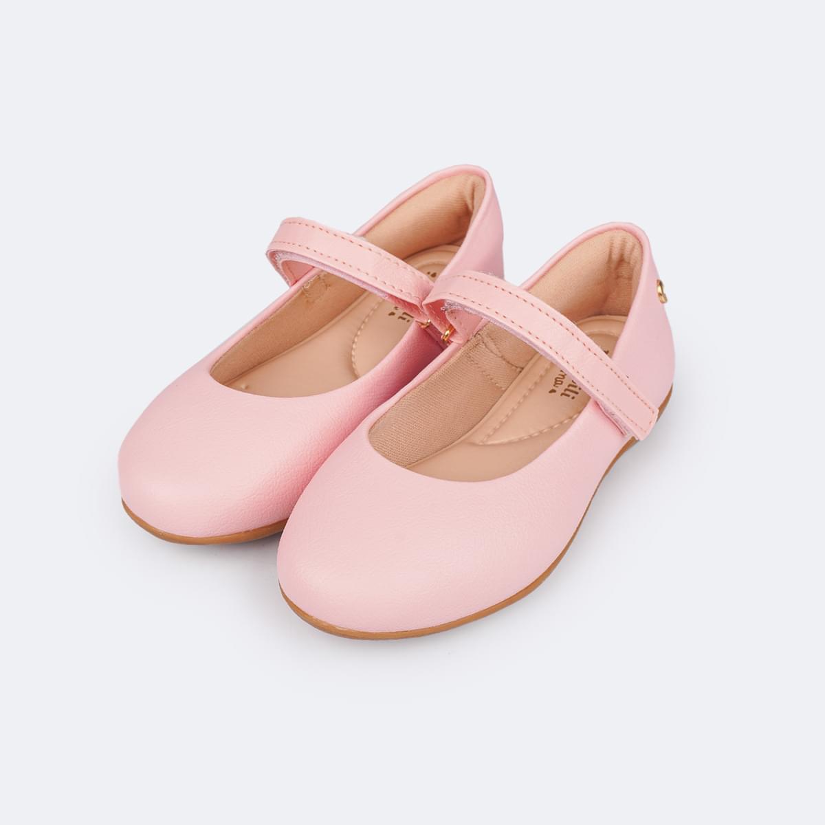 Sapatilha Infantil Bailarina com Tira Regulável Rosa Glacê - sapatilha de boneca