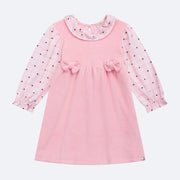 Vestido de Bebê Infanti Manga Longa Corações Rosa Bebê - vestido veludo para bebê