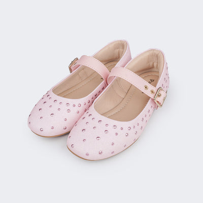 Sapatilha Infantil Pampili Ballet Glitter e Fivela Rosa Glacê