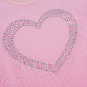 Camiseta Infantil Pampili Tule e Coração de Strass Rosa - camiseta de strass