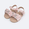 Sandália de Bebê Pampili Nana Laço em Strass Rosa Glace