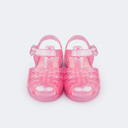 Sandália Infantil Pampili Full Plastic Valen Cintilante Rosa Chiclete - frente da sandália