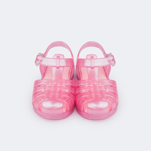 Sandália Infantil Pampili Full Plastic Valen Cintilante Rosa Chiclete - frente da sandália