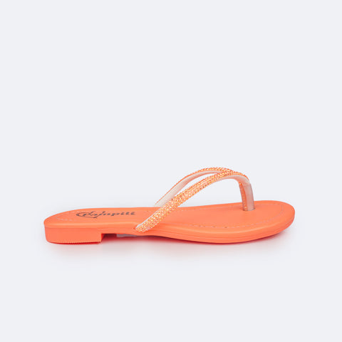 Sandália Chinelo Infantil Pampili Iris Strass Laranja Neon