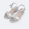 Sandália Infantil com Salto Pampili Fancy Tiras de Stras Prata