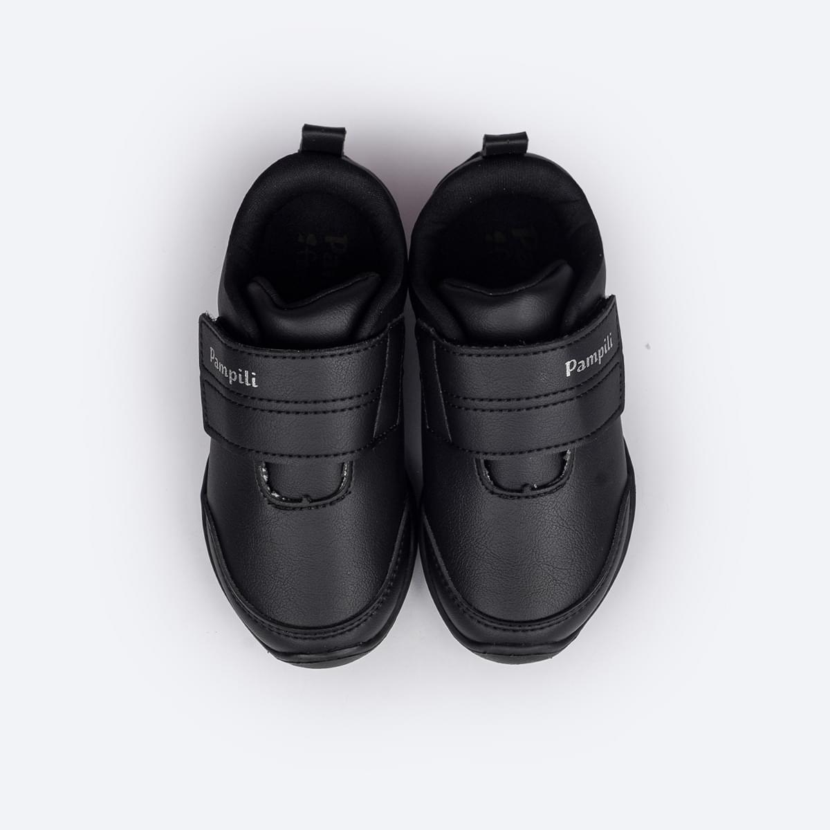 Tênis Escolar Infantil Pampili Honey Escolar Preto - Vem com Pulseira Porta Moedas - superior do tenis preto