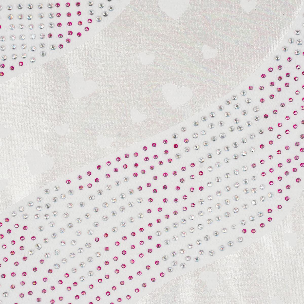 Camiseta Infantil Pampili Corações e Strass Coloridos Off White - strass na camiseta