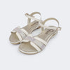 Sandália Infantil Pampili Iris Faixa em Manta de Strass Off White