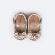 Sapato de Bebê Pampili Nina Laço em Nó Dourado - superior do sapato confortável