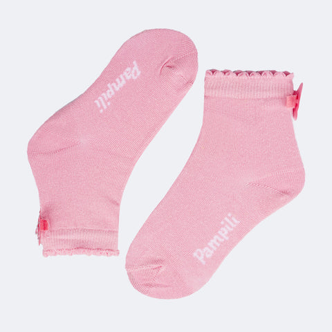 Meia Soquete Infantil Pampili Borboleta Strass Rosa Blush - meia escolar