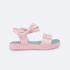 Sandália Papete Infantil Pampili Candy Laço e Perfuros Rosa Glacê