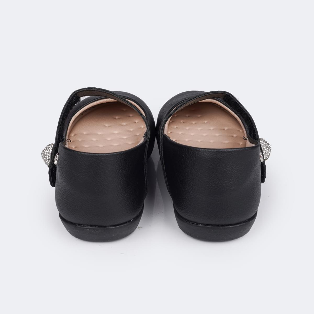 Sapatilha Infantil Pampili Bailarina Fecho com Strass Preto - traseira da sapatilha