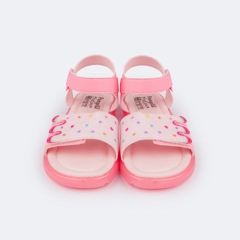 Sandália de Led Infantil Pampili Lulli Doce Rosa Bebê Colorida - sandália com velcro