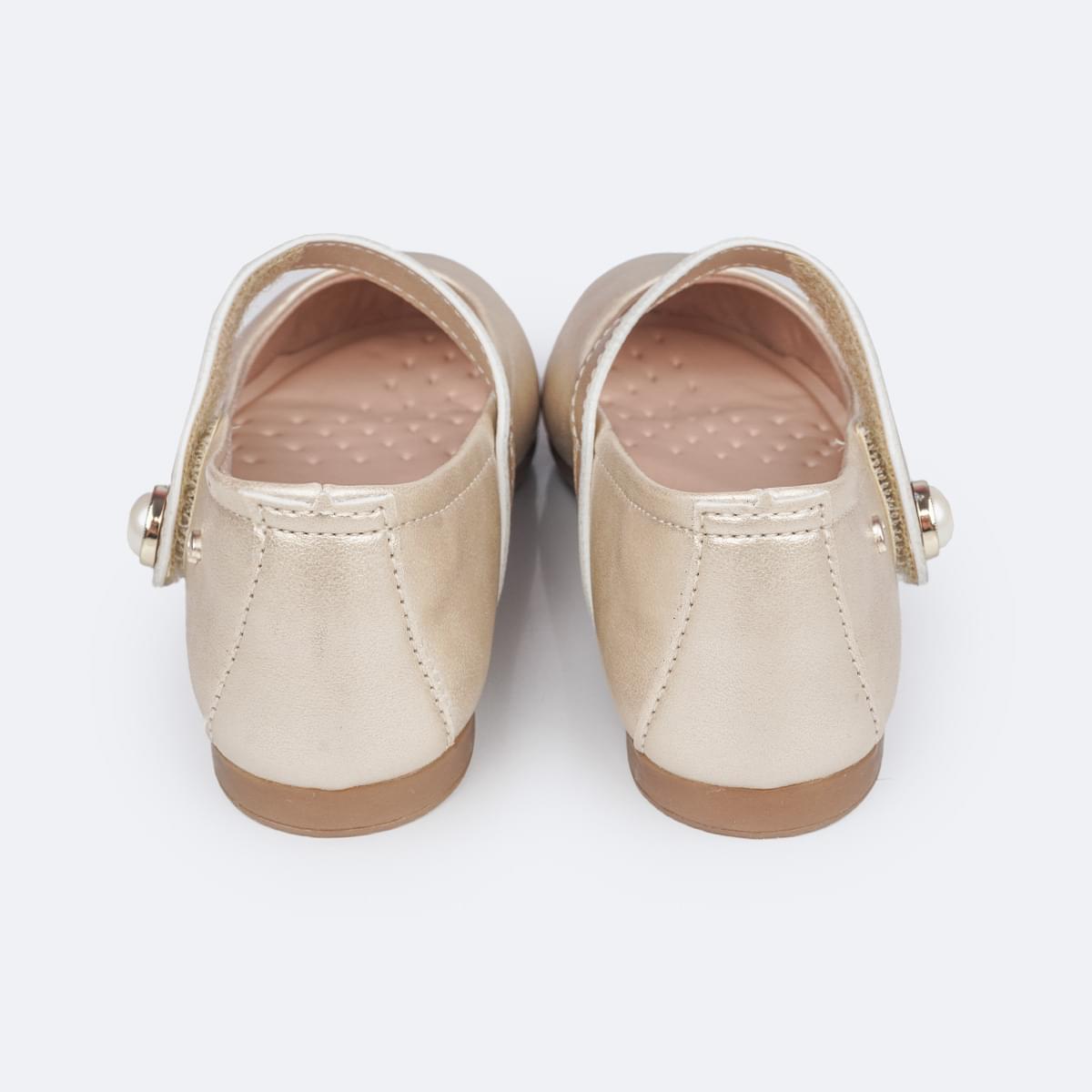 Sapato Infantil Pampili Angel Tira Superior Pérola Dourado