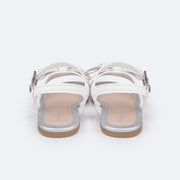 Sandália Infantil Primeiros Passos Pampili Mili Laço Glitter e Strass Branco - traseira da sandália em sintético branco