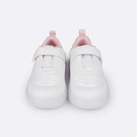 Tênis de Led Infantil Pampili Sneaker Luz Matelassê Comfy Branco