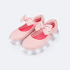 Tênis de Led Pampili Sneaker Luz Mary Jane Laço Rosa Glacê