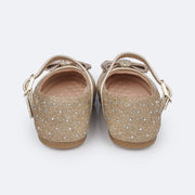 Sapato Infantil Pampili Mini Angel Laço Glitter e Strass Dourado