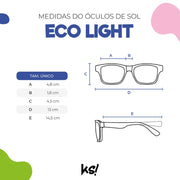 Óculos de Sol Infantil Eco Light KidSplash! Proteção UV Redondo Pink - medidas