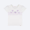 Camiseta Infantil Pampili Corações e Listras Off White e Lilás