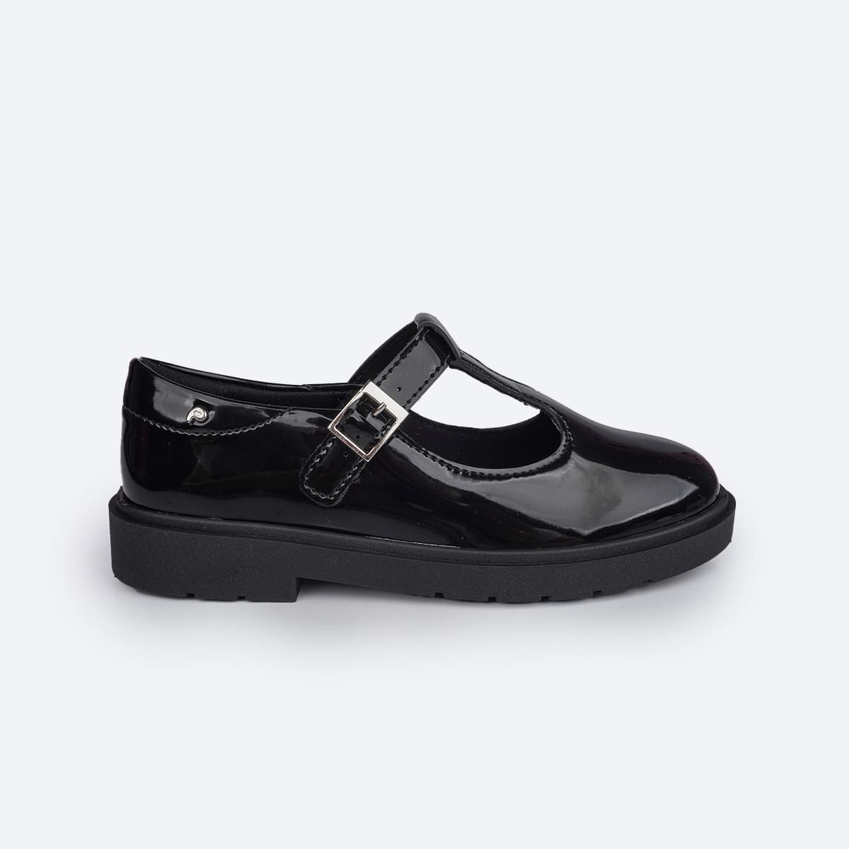 Sapato Infantil Pampili Tifany Verniz Preto - lateral do sapato mary jane infantil