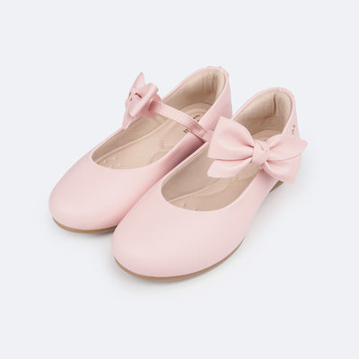 Sapato Infantil Feminino Pampili Angel com Laço Removível Rosa Glacê