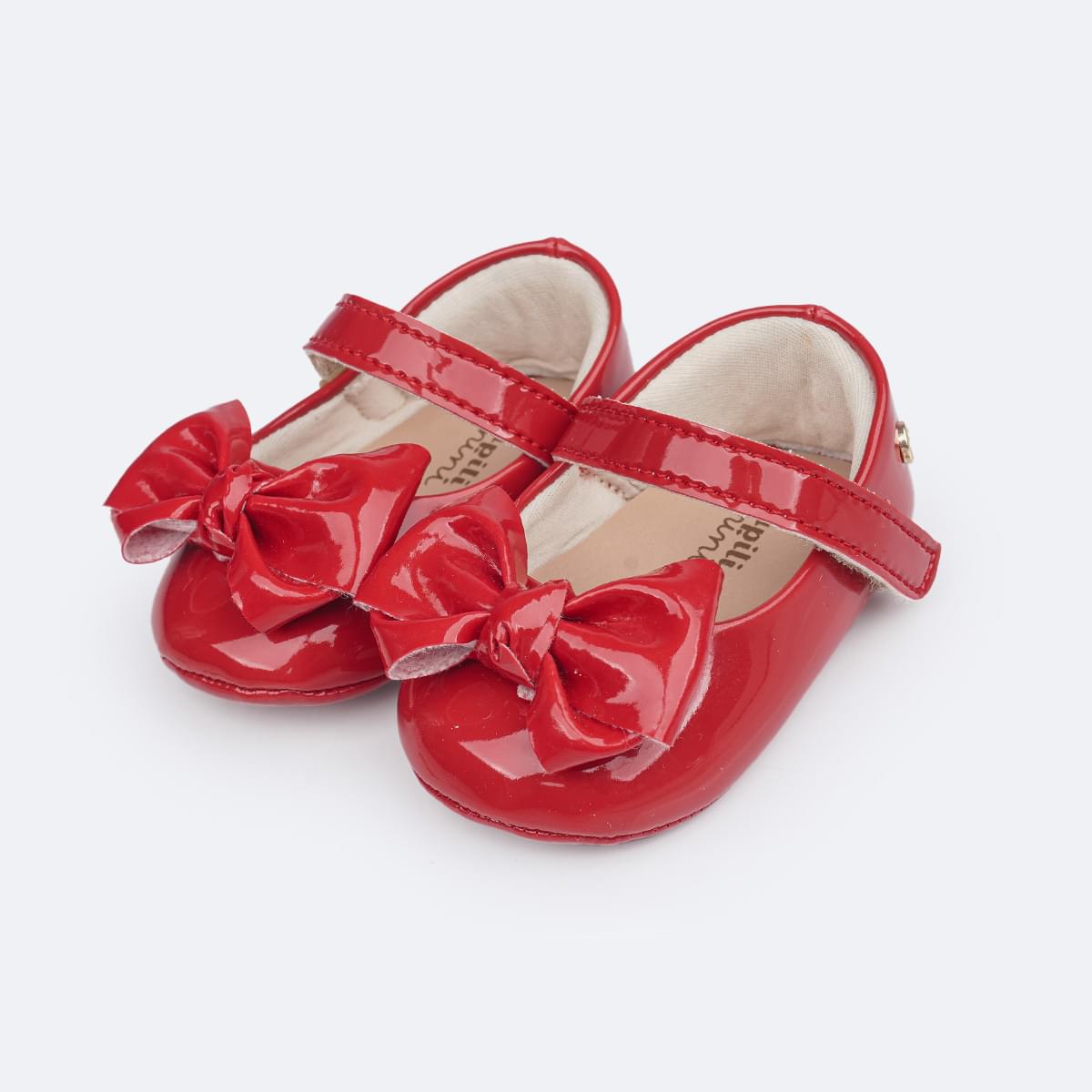 Sapato de Bebê Pampili Nina Laço Duplo Verniz Vermelho Peper